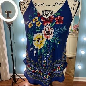 BCX Blue Floral Camisole Top